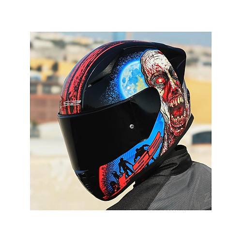 LS2 Rapd 2 Race Zombe Fullface Motosiklet Kask Siyah Caml