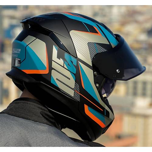 LS2 Stream 2 Road Mat Siyah-Gri Kapal� Motosiklet Kask�  Siyah Caml�