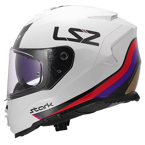 LS2 Storm 2 Stark Beyaz-K�rm�z�-Mavi Kapal� Motosiklet Kask�