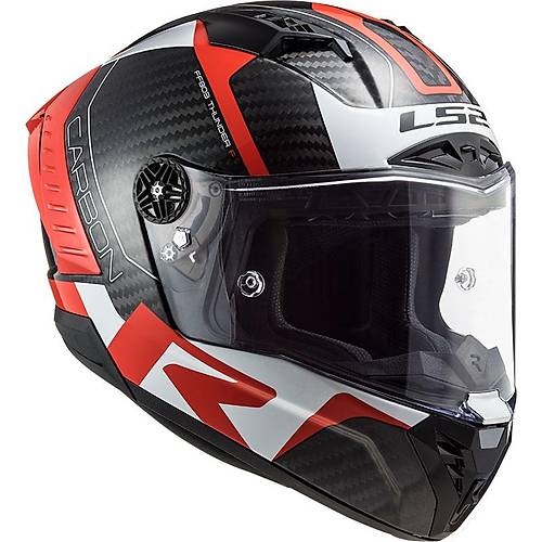 LS2 Thunder Karbon Racng 1 Krmz-Beyaz Full Face Motosiklet Kask