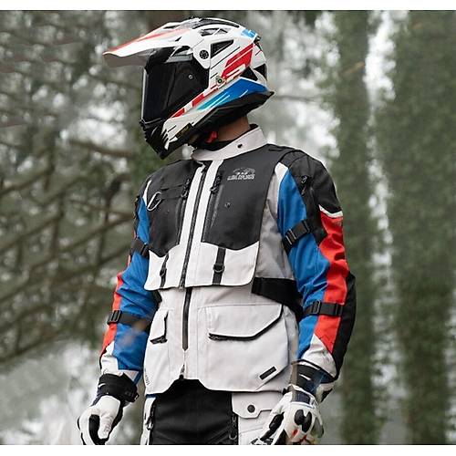 LS2 Breakout Gri-Mavi-K�rm�z� 4 Mevsim  Motosiklet Montu