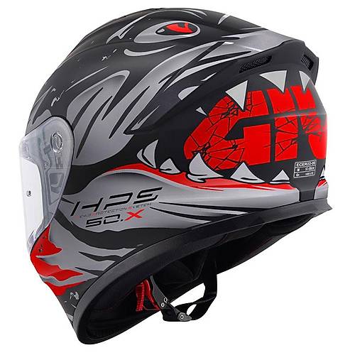 Givi 50.X Sharkb�te Mat Siyah-Gri-K�rm�z� Kapal� Motosiklet Kask�