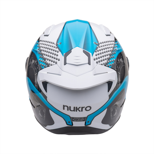 Nukro B-506 Level Beyaz-Mavi G�ne� Viz�rl� Kapal� Motosiklet Kask�