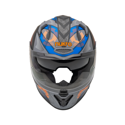 Nukro B-506 Vortex Gri-Turuncu G�ne� Viz�rl� Kapal� Motosiklet Kask�