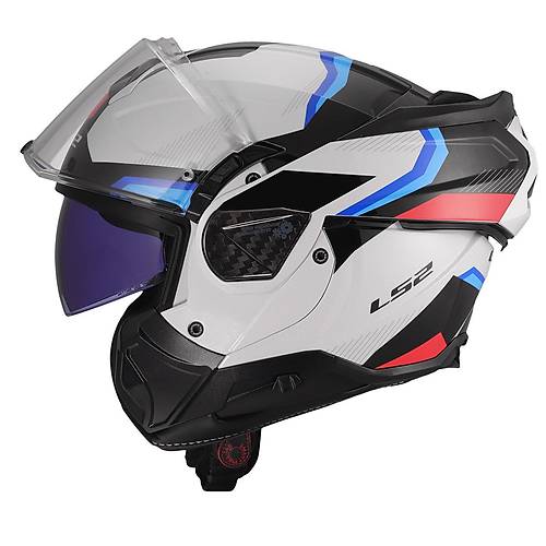 LS2 Advant 2 Tr�ple Beyaz-Mavi-K�rm�z�-Siyah �ene A��l�r Motosiklet Kask�