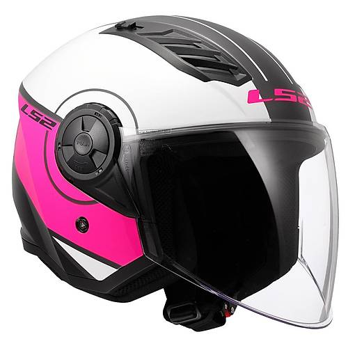 LS2 A�rflow 2 Cover Beyaz-Pembe A��k Motosiklet Kask�