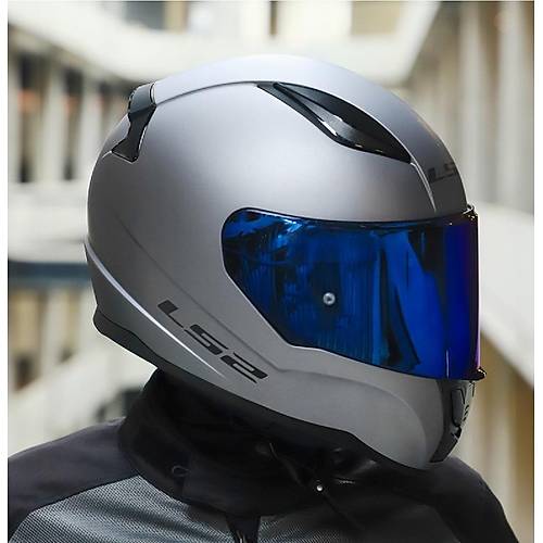 LS2 Rap�d 2 Mat T�tan�um Full Face Motosiklet Kask� Mavi Caml�