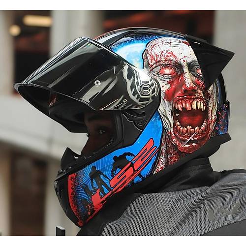 LS2 Rapd 2 Race Zombe Fullface Motosiklet Kask Gri Caml