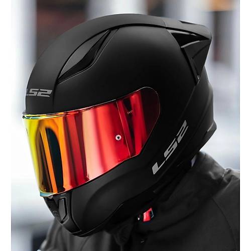 LS2 Rapd 2 Race Mat Siyah Kapal Motosiklet Kask Krmz Caml