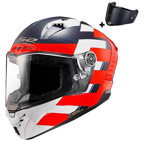 LS2 Thunder Karbon Alliance K�rm�z�-Mavi-Beyaz Full Face Motosiklet Kask�