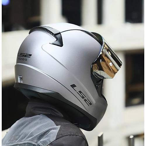 LS2 Rap�d 2 Mat T�tan�um Full Face Motosiklet Kask� Gri Caml�