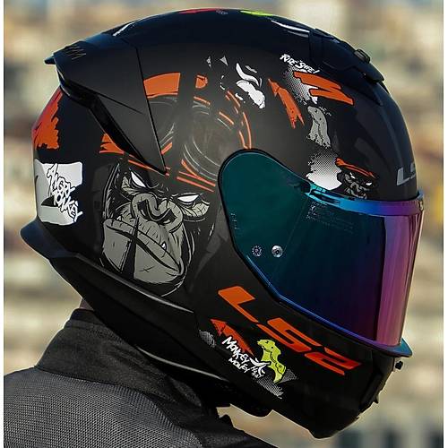 Ls2 Stream 2 Angry Monkey Kapal� Motosiklet Kask� G�kku�a�� Caml�