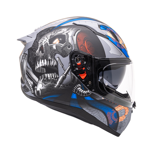 Nukro B-506 Vortex Gri-Turuncu G�ne� Viz�rl� Kapal� Motosiklet Kask�