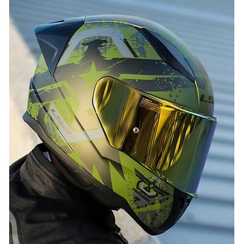 LS2 RAPID 2 RACE THUNDER BIRDS KAPALI MOTOSKLET KASKI GOLD VZRL