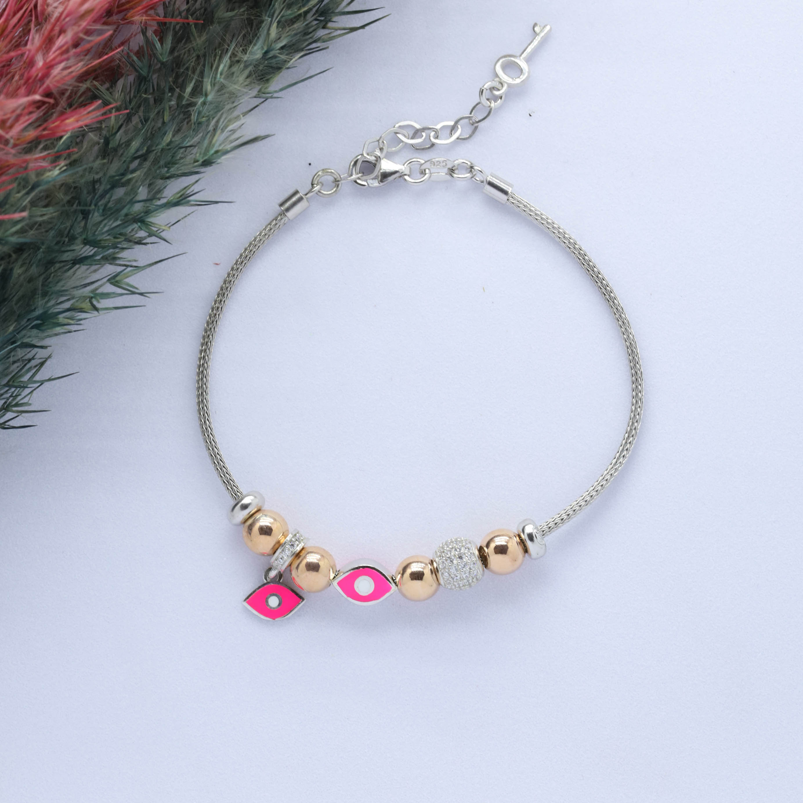 Göz (Eye) Figürlü 925 Ayar Gümüş Charm Bileklik