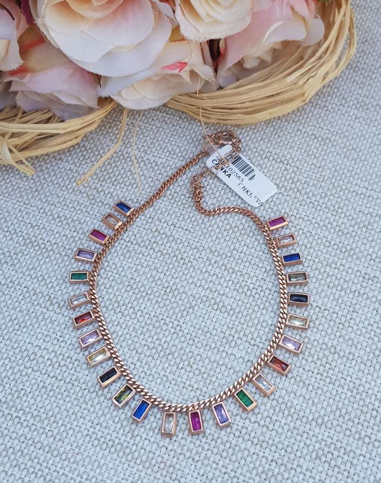 Rose Baget Taş Gümüş Halhal
