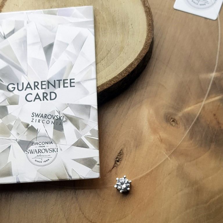 Swarovskı Tek Taş Gümüş Hayalet Kolye Misinalı