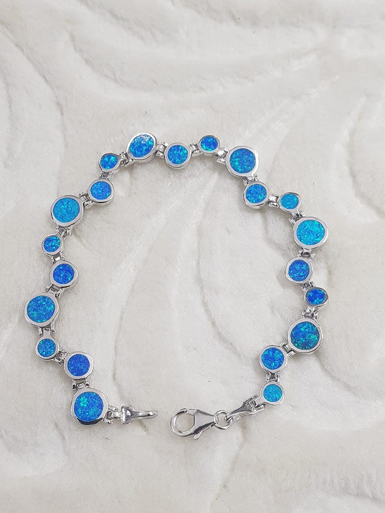 İthal Opal Taşlı Yolu Gümüş Bileklik