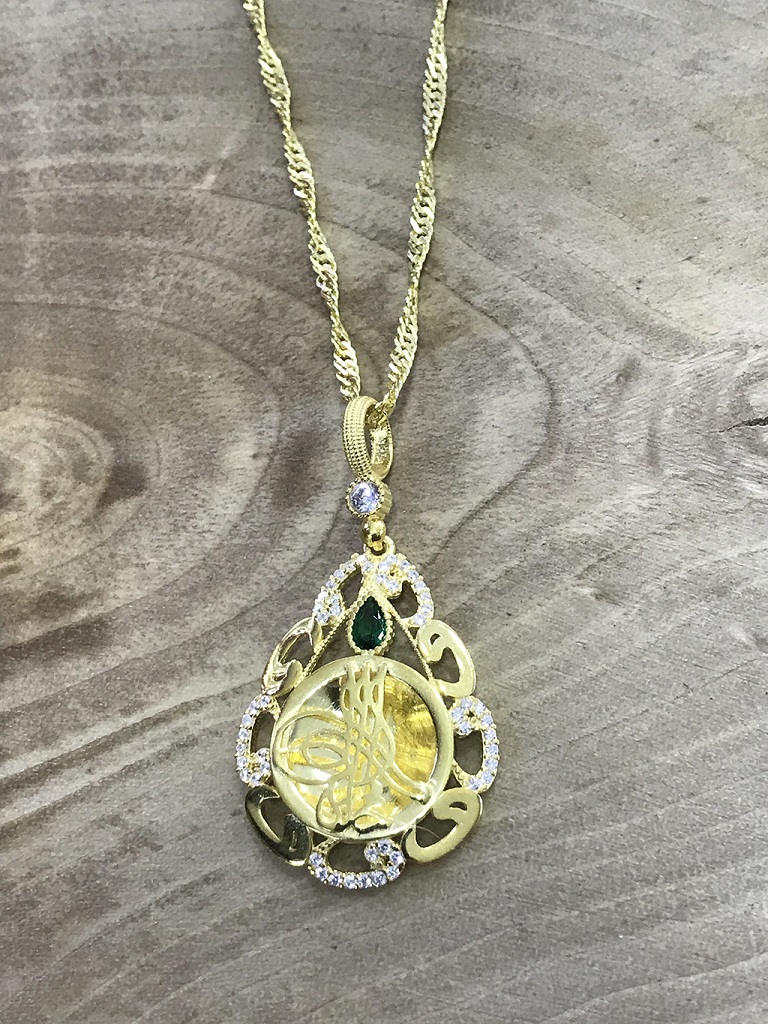 Tuğra Vav İşlemeli Altın Kaplama Bayan Gümüş Zincir