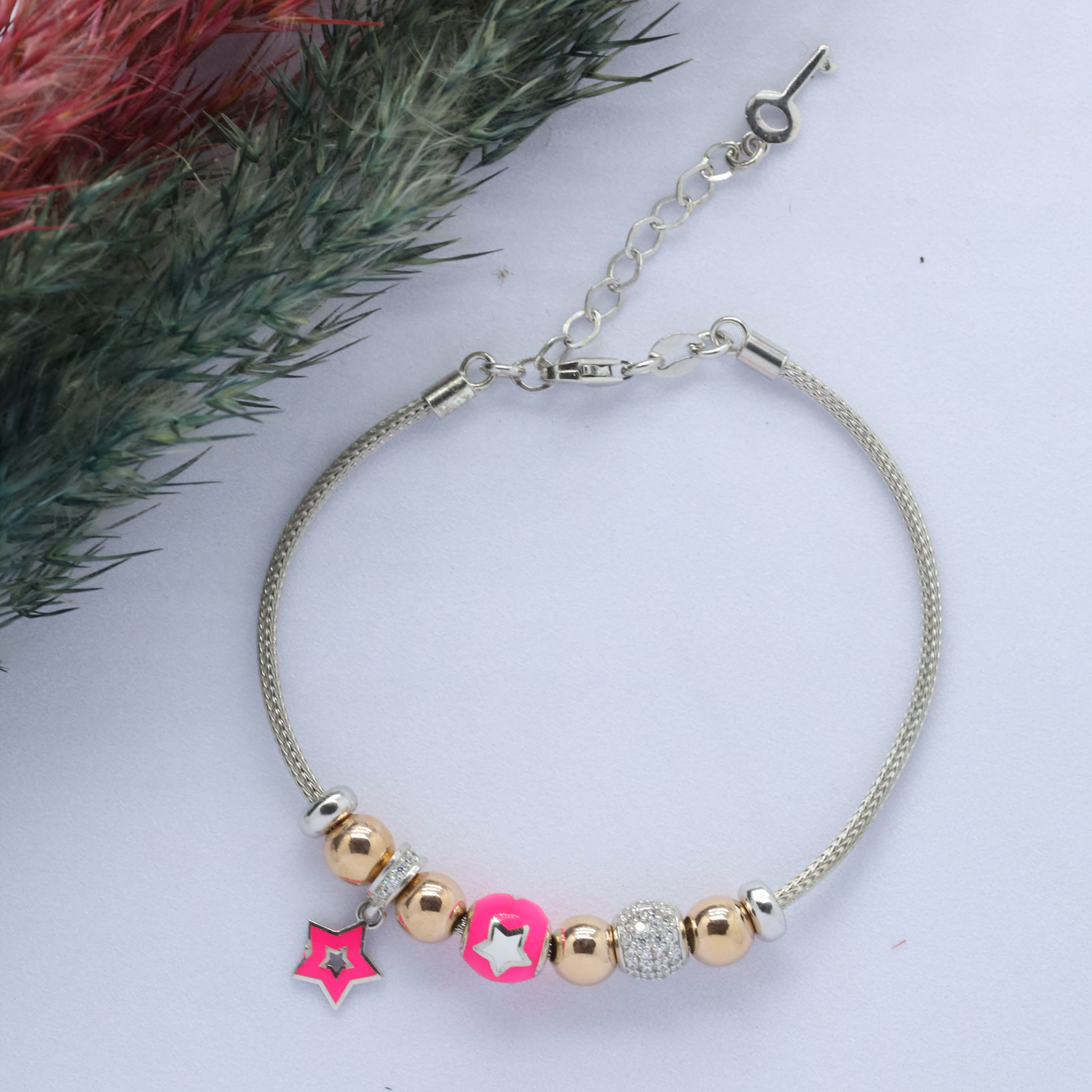 Yıldız (Star) Figürlü 925 Ayar Gümüş Charm Bileklik