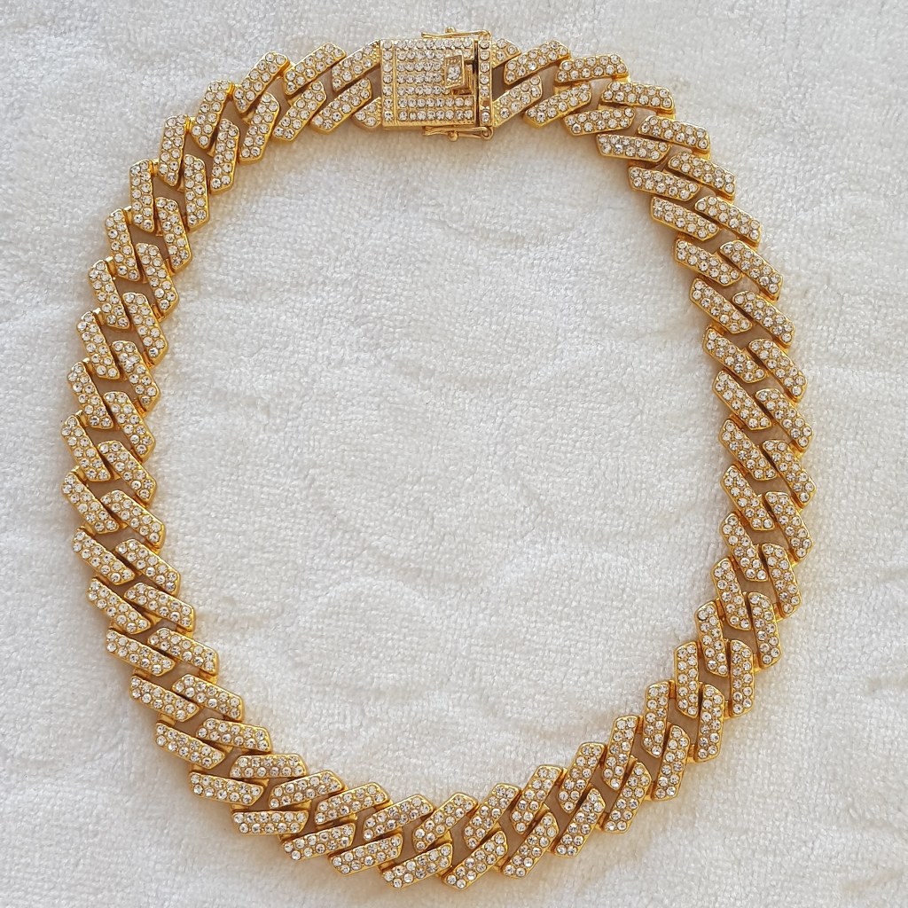 2 cm Taşlı Cuban Gold Zincir Unisex