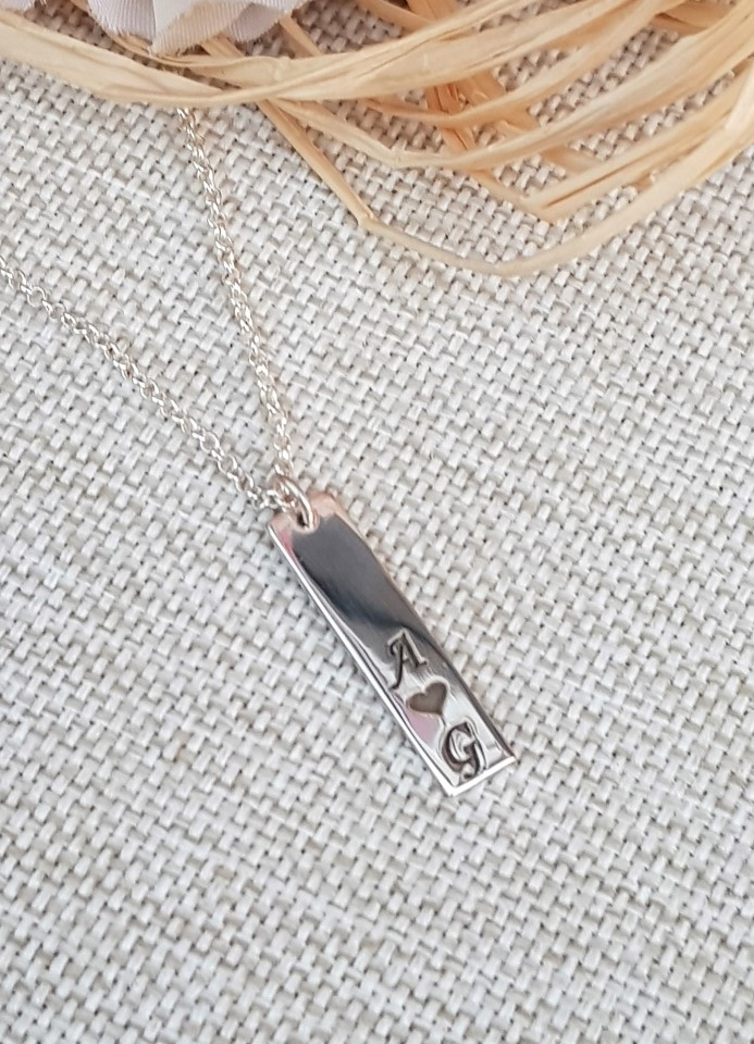 İsim Harf Plaket Gümüş Kolye