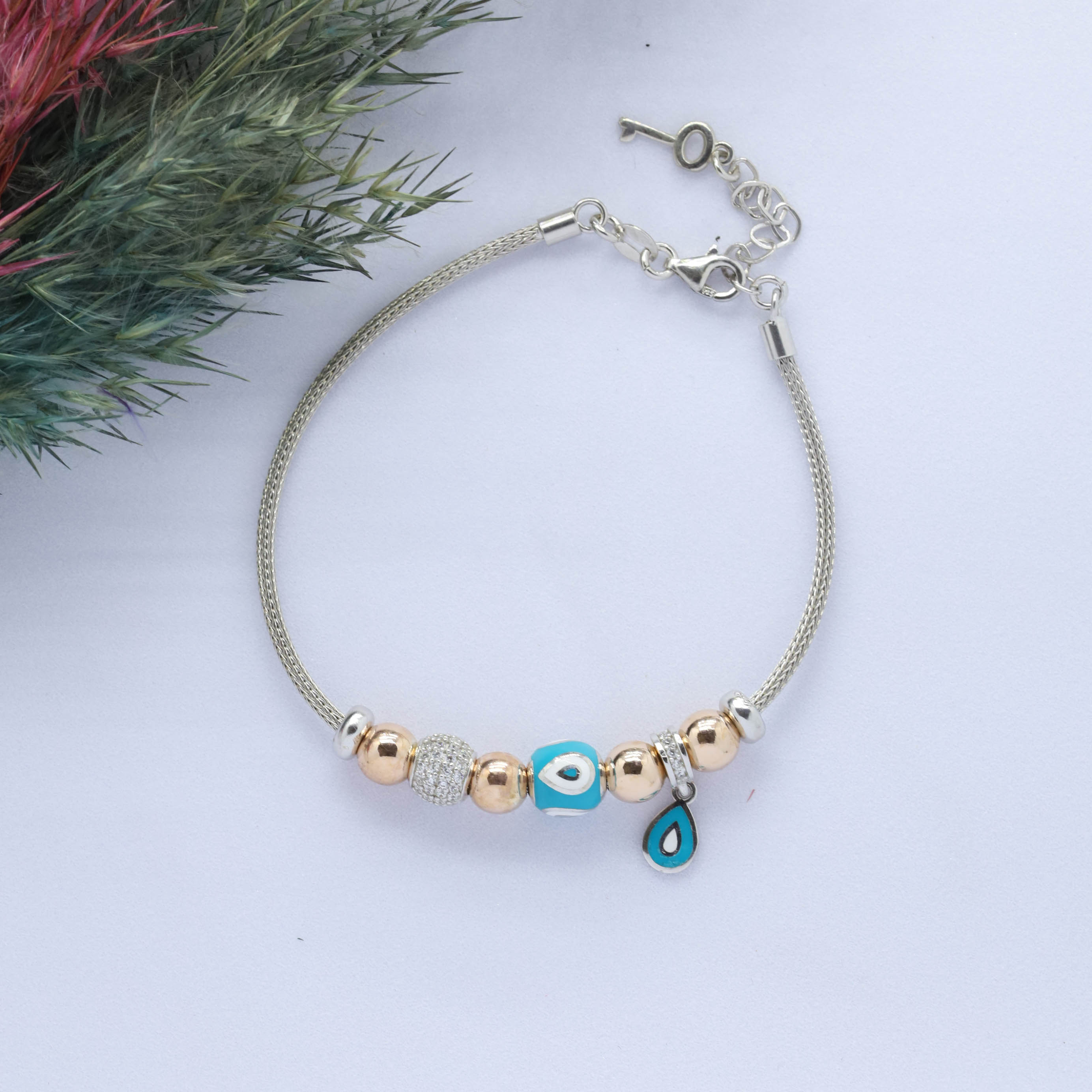 Damla (Drop) Figürlü 925 Ayar Gümüş Charm Bileklik