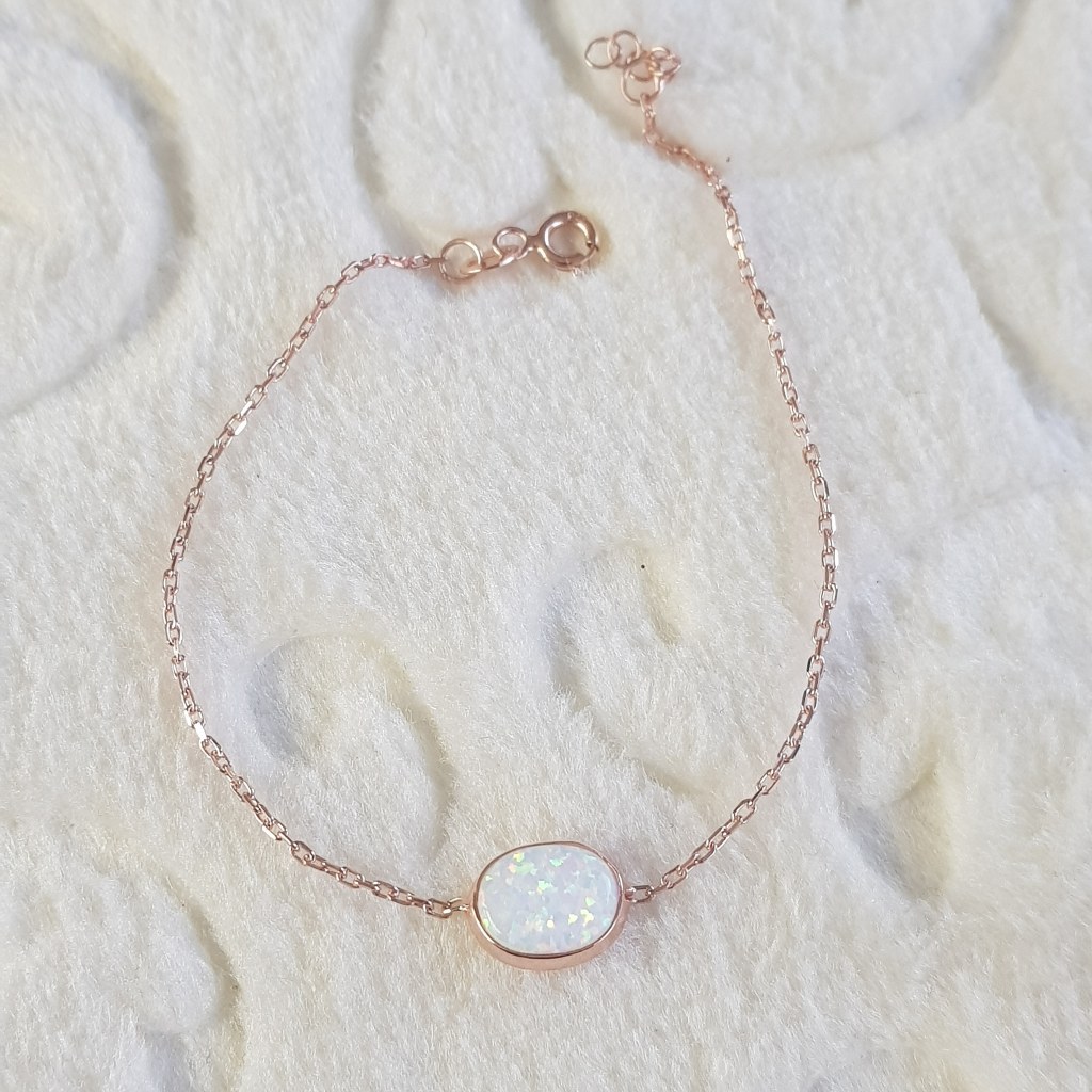 Opal Taşlı Gümüş Bileklik