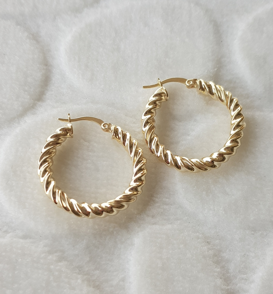 Gold İthal Burgu Halka Gümüş Küpe Çap 2,5 cm