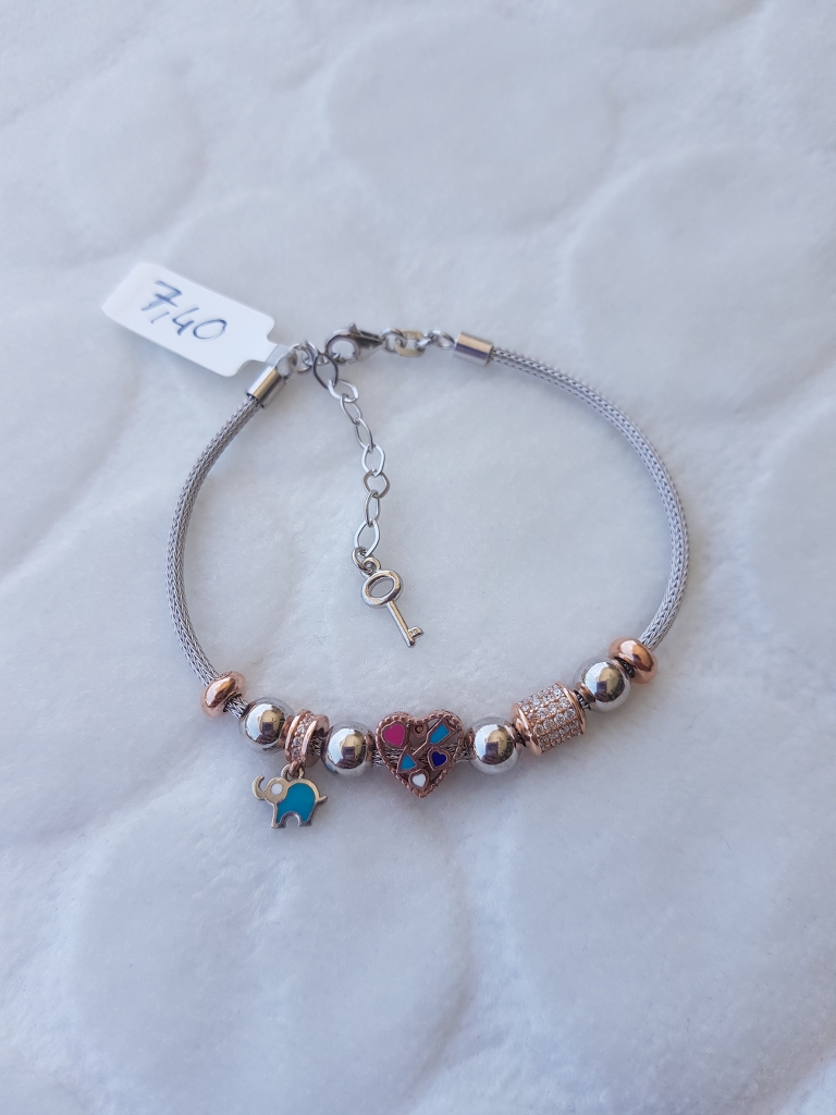 Kalp Charm Gümüş Bileklik