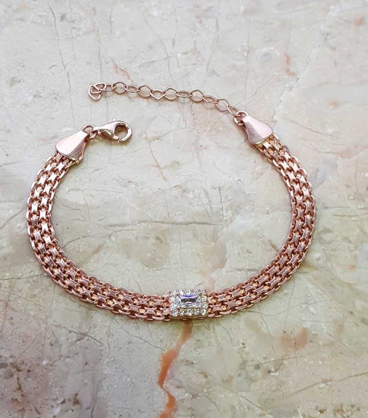 Pırlanta Model Hasır Gümüş Bileklik