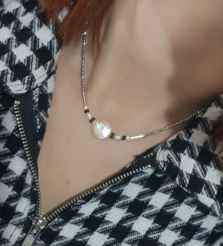 İnci Kristal Taş Gümüş Kolye