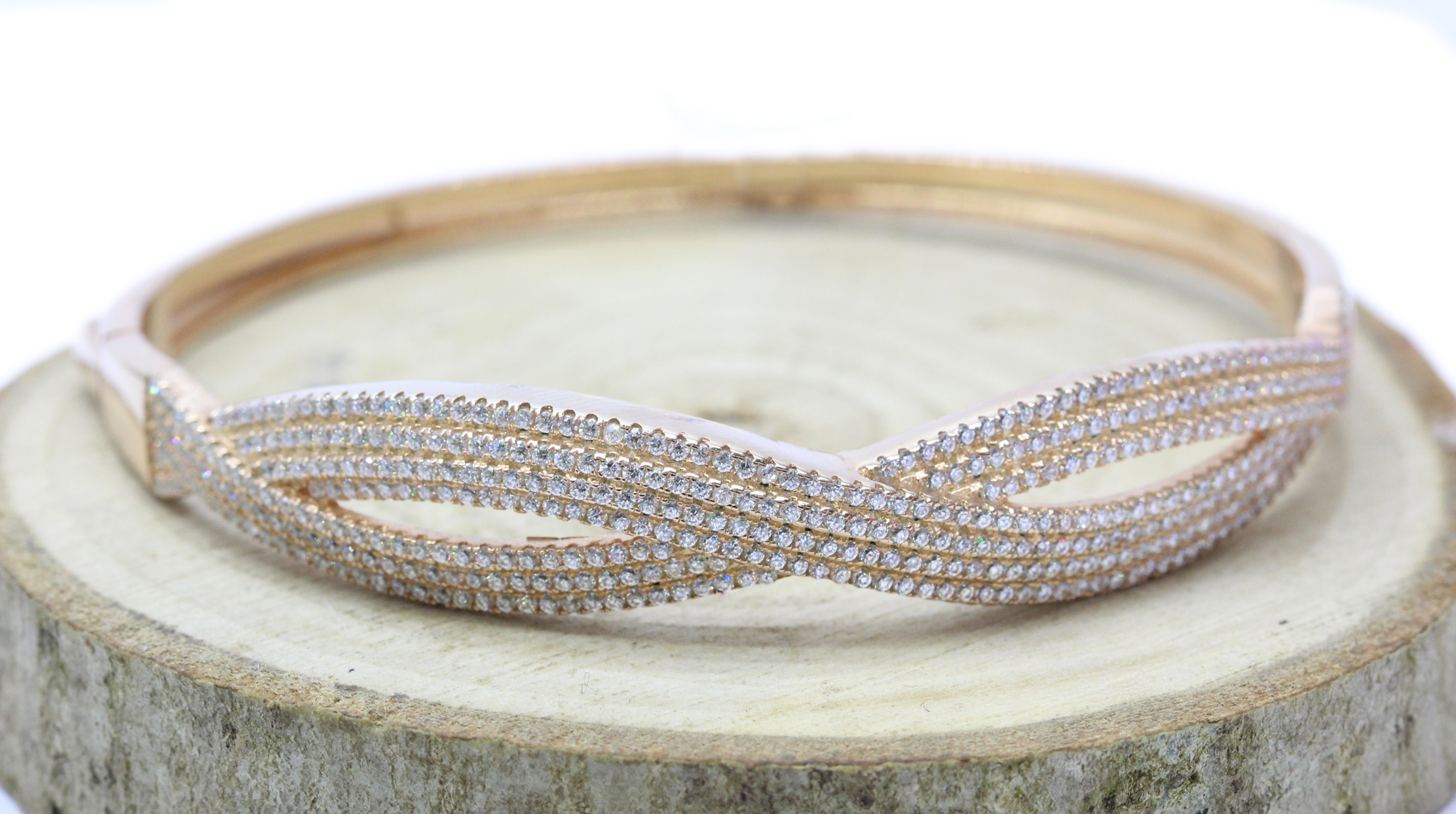 Rose Gold Zirkon Taşlı Gümüş Bilezik