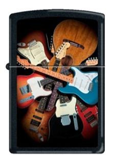 Zippo Çakmak Gitar Desenli