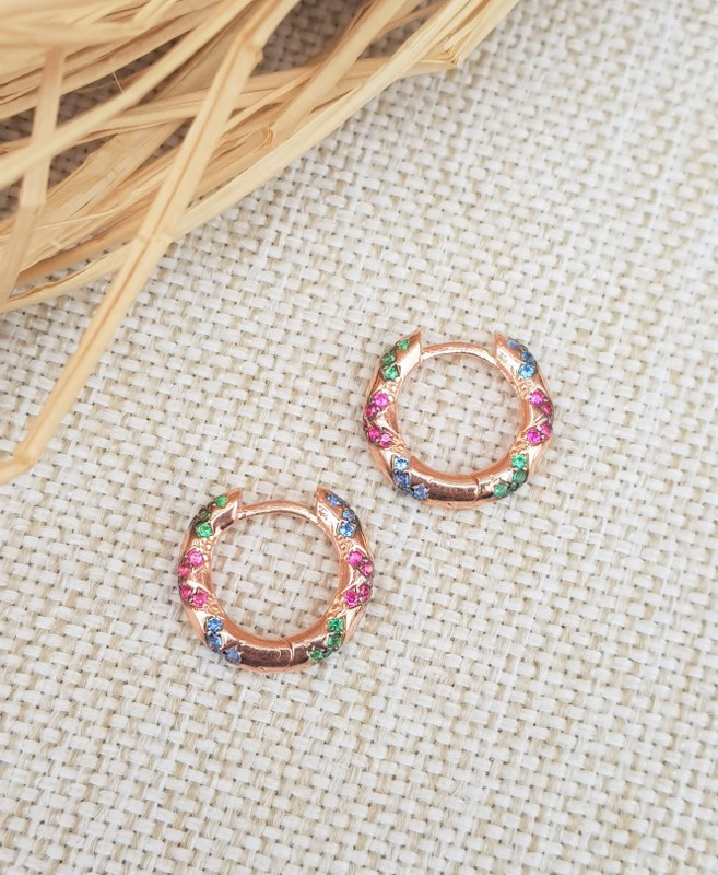 Miks Taş Mini İthal Gümüş Küpe