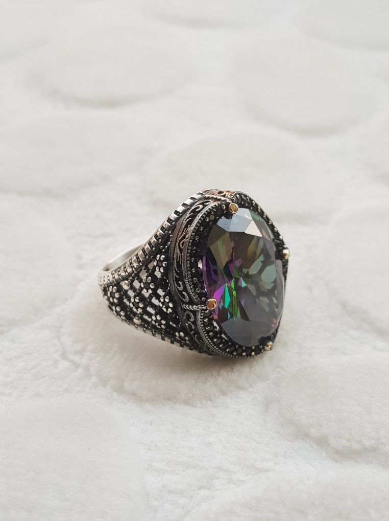 Topaz Taşlı Erkek Gümüş Yüzük