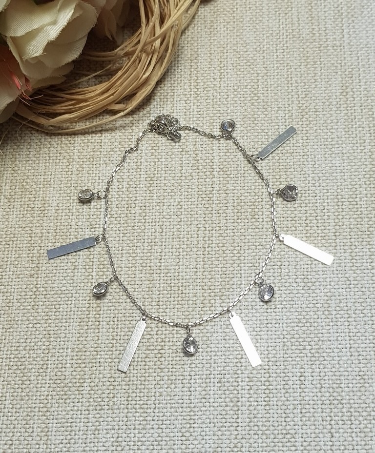 Çubuk Tek Taş Sallantılı Gümüş Halhal