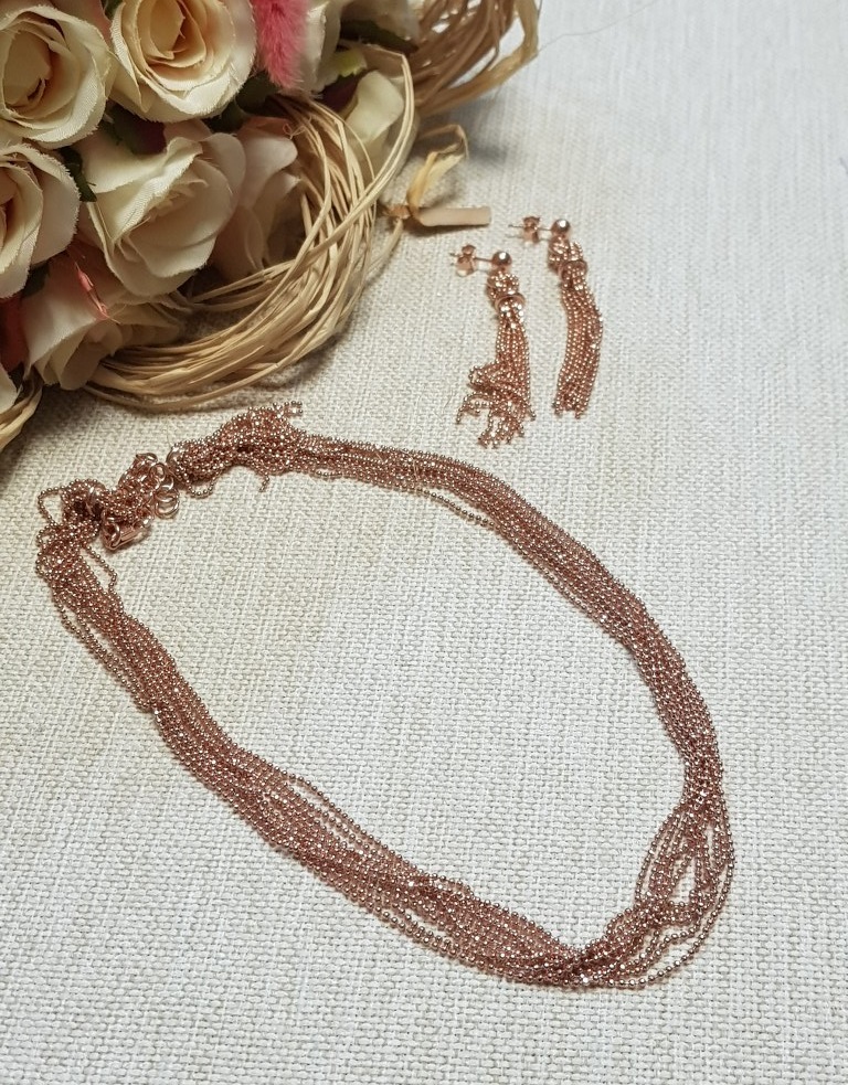 İtalyan Zincir Küpe ve Kolye Takım