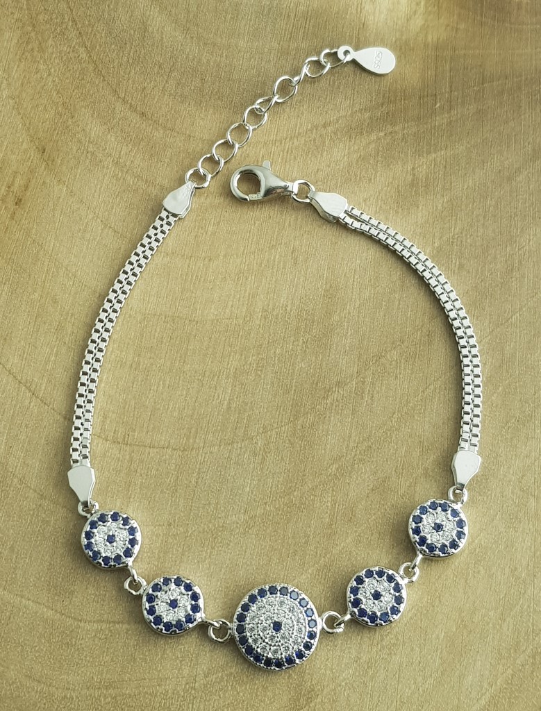 Nazar Boncuklu İthal Gümüş Bileklik