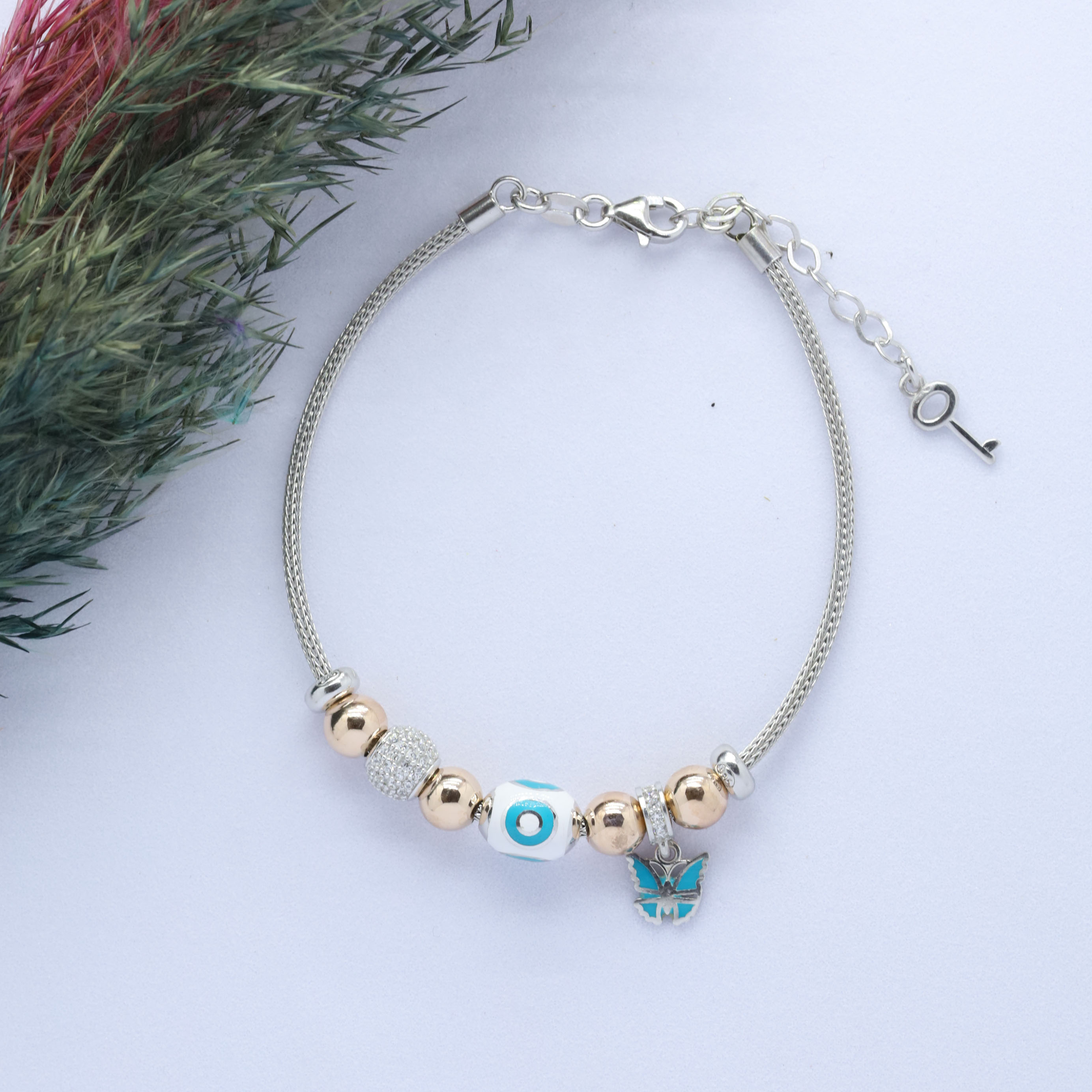 Kelebek (Butterfly) Figürlü 925 Ayar Gümüş Charm Bileklik