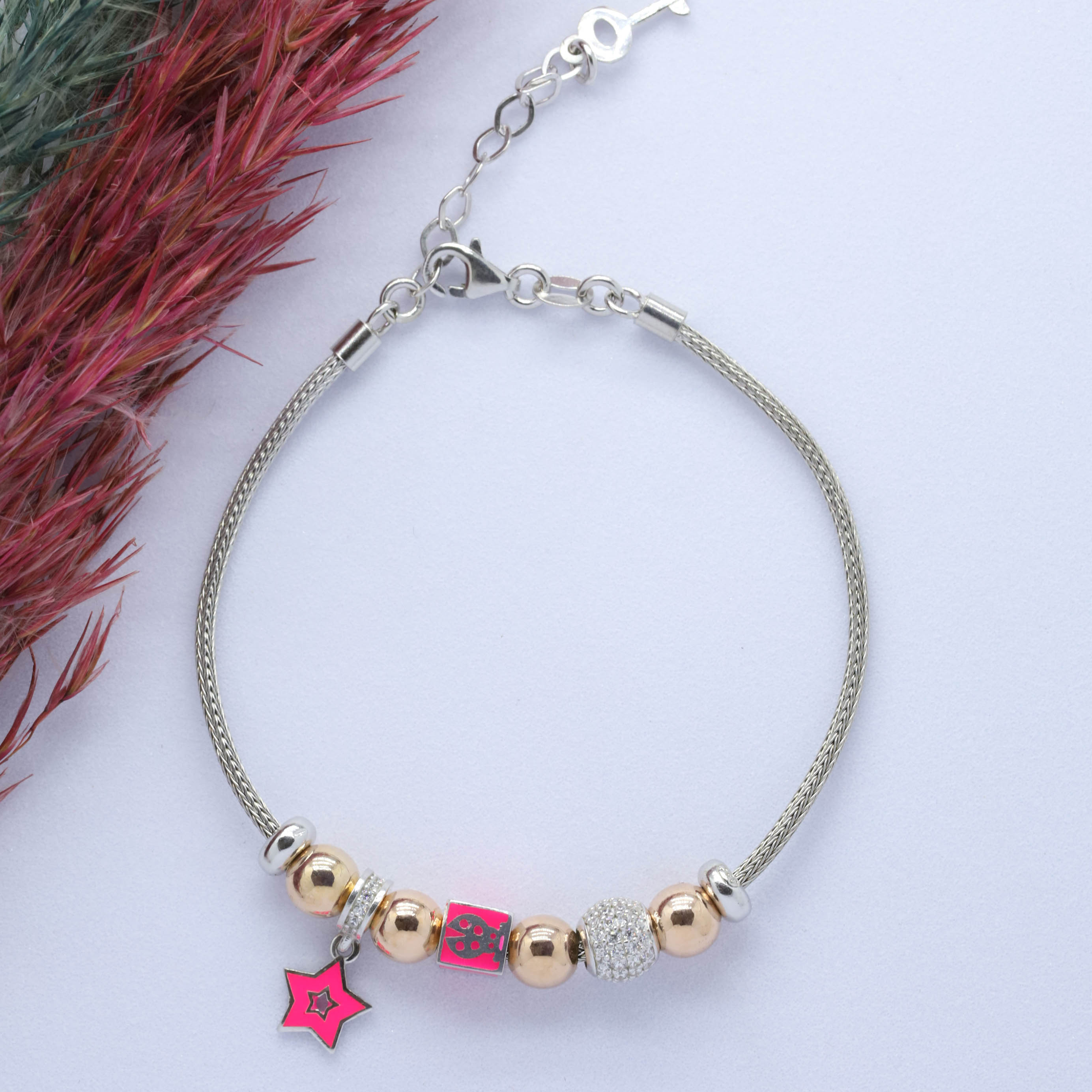 Yıldız (Star) Figürlü 925 Ayar Gümüş Charm Bileklik