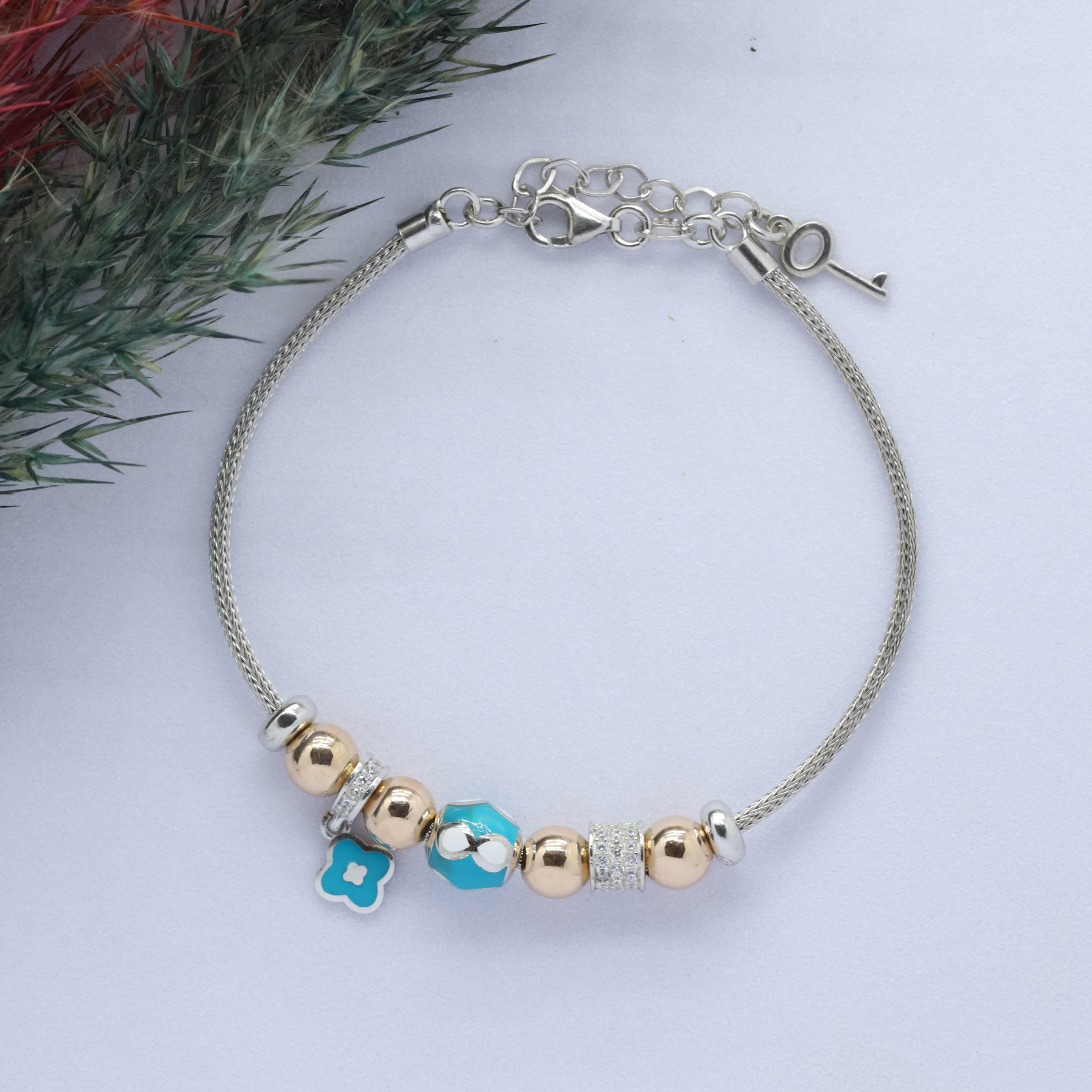 Sonsuzluk- Yonca (Infinity-Clever) Figürlü 925 Ayar Gümüş Charm Bileklik