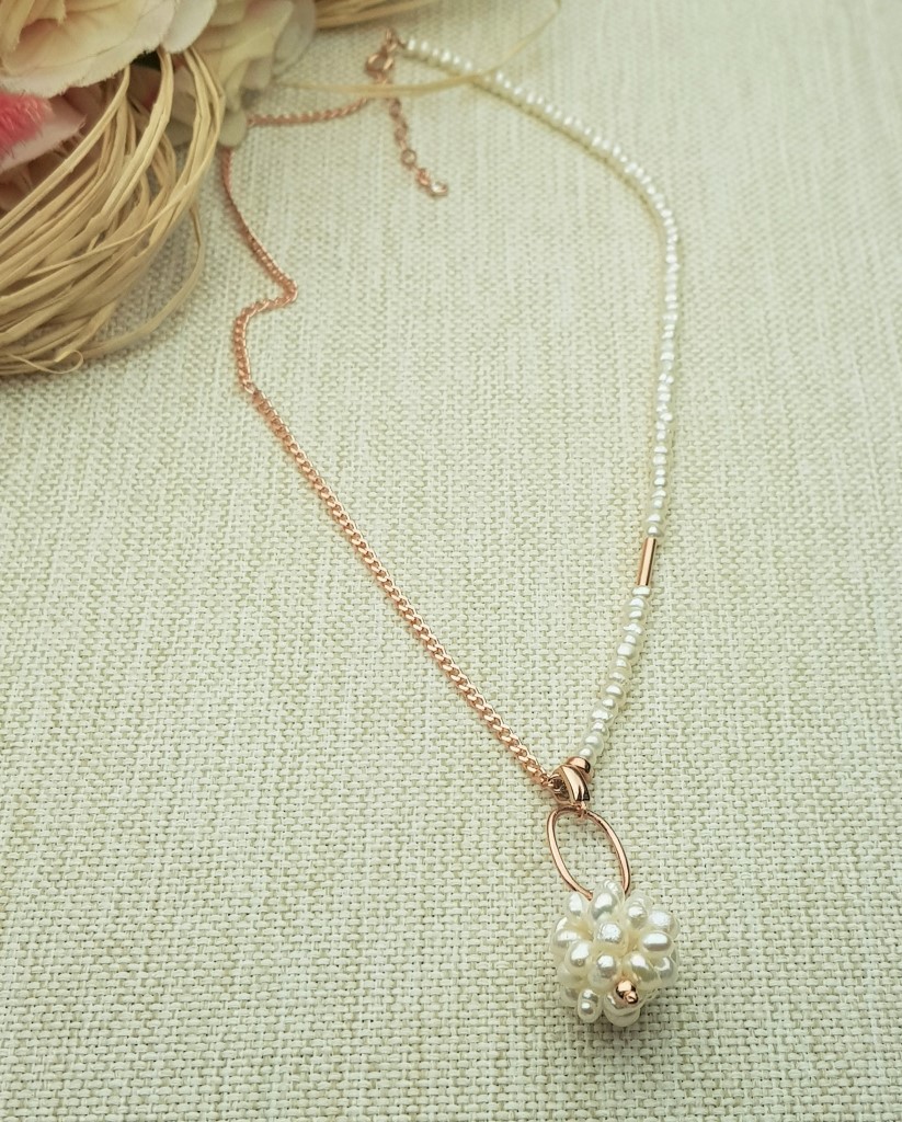 Tasarım Barok İnci Zincir Gümüş Kolye