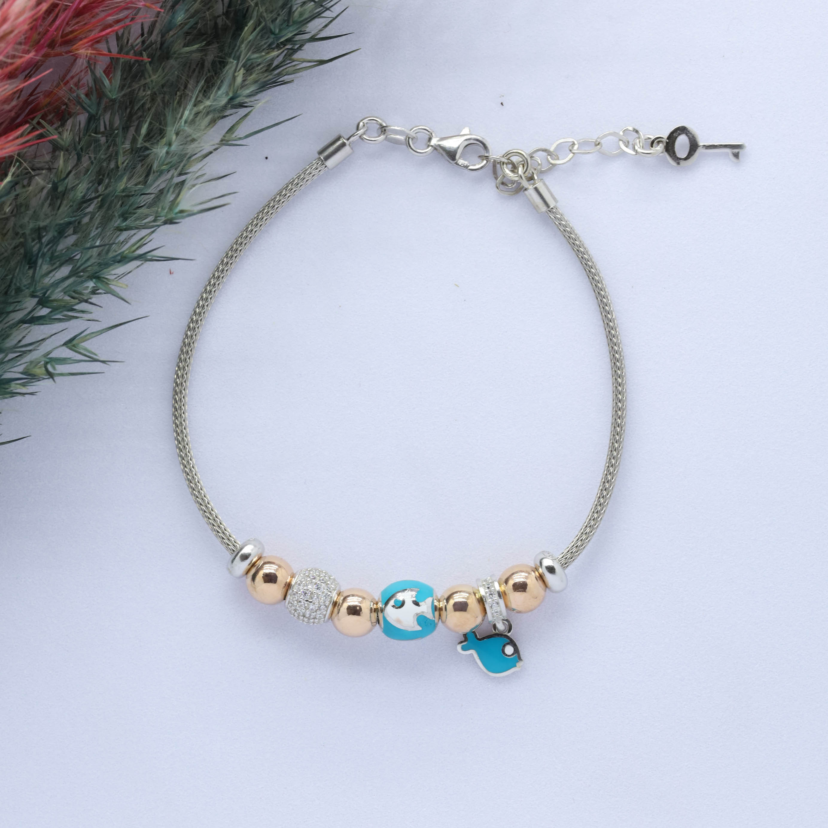 Balık (Fish) Figürlü 925 Ayar Gümüş Charm Bileklik