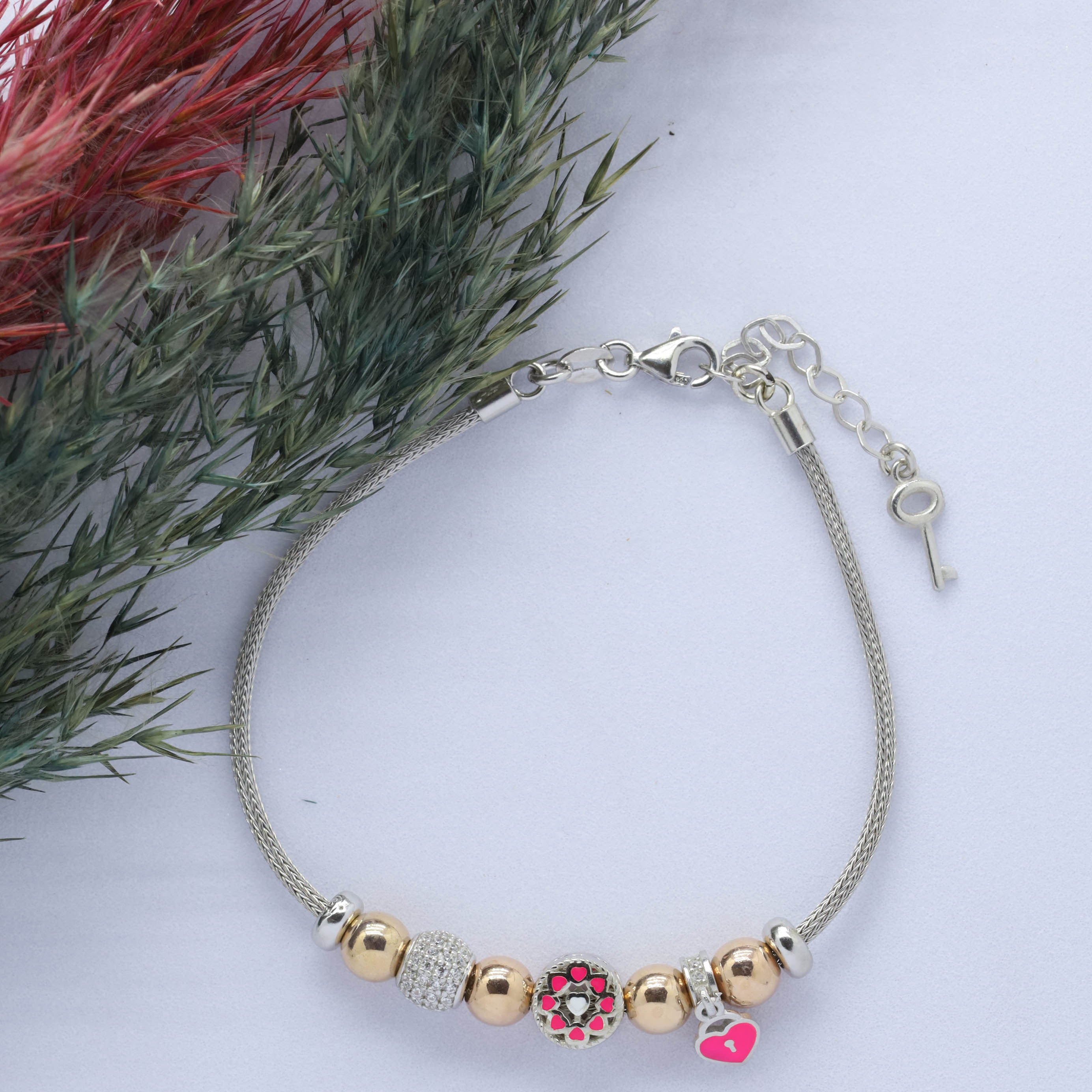 Kalp (Heart) Figürlü 925 Ayar Gümüş Charm Bileklik