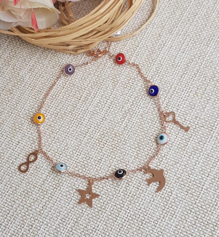 Nazar Boncuklu Gümüş Halhal