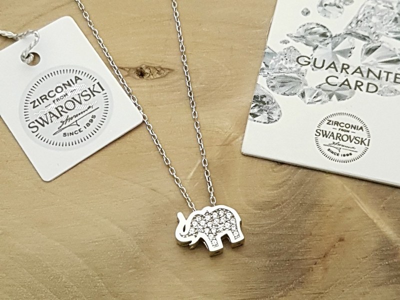 Swarovski Taşlı Fil Gümüş Kolye