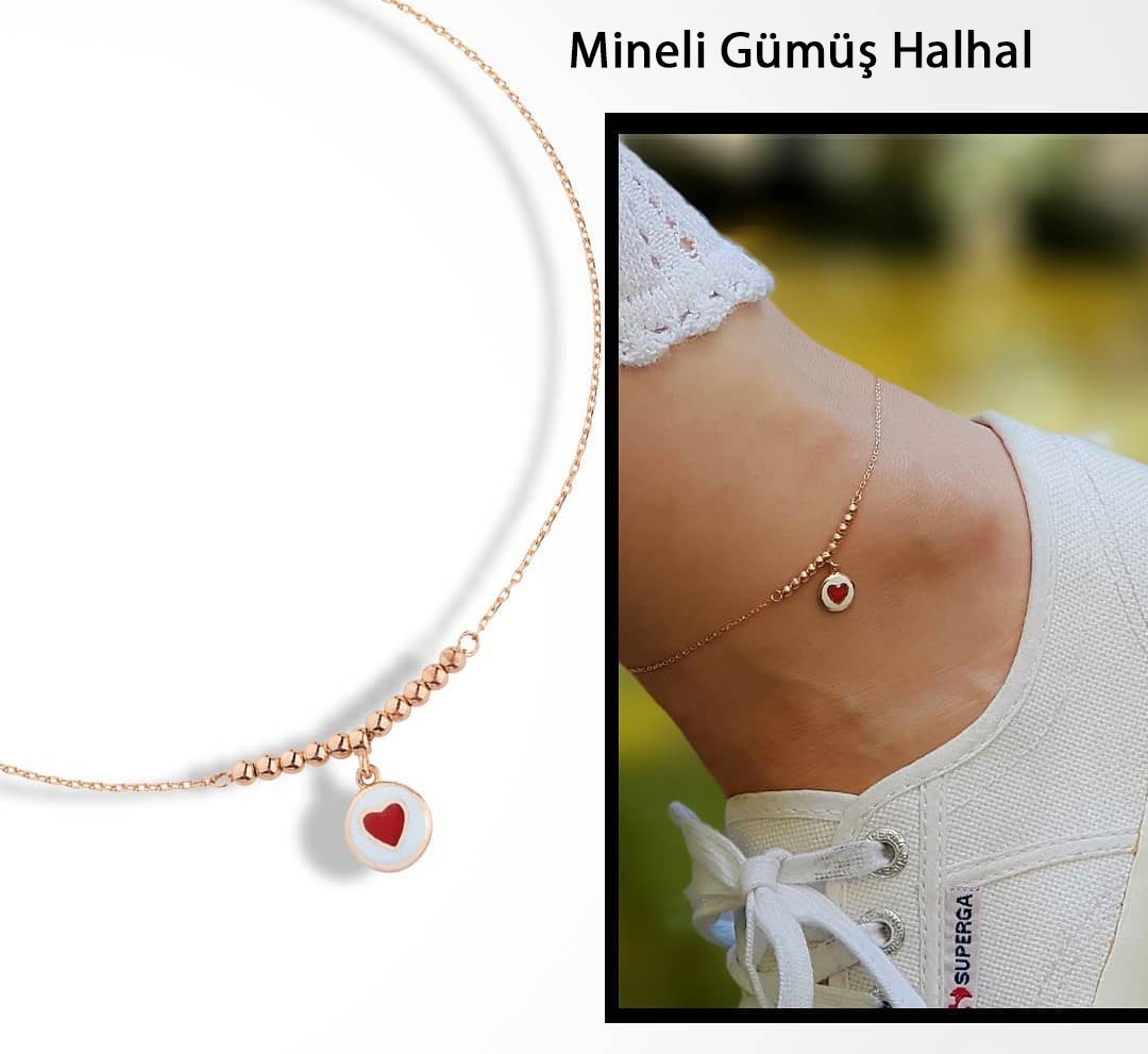 Mineli Kalpli Gümüş Halhal