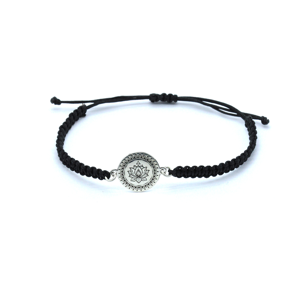 Makrome Lotus Çiçeği Gümüş Dizayn Bileklik