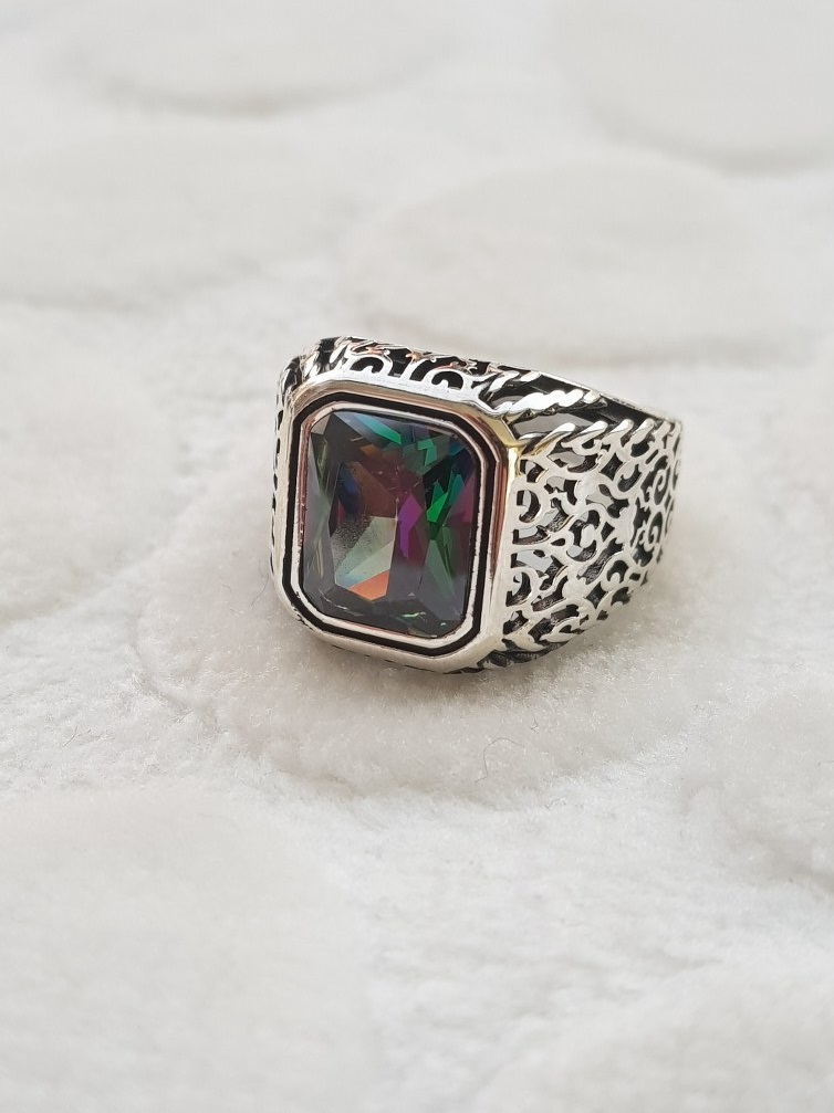 Topaz Taşlı Erkek Gümüş Yüzük